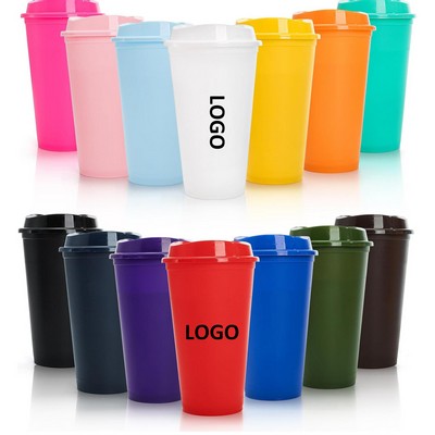 16 OZ PP Reusable Coffee Cups With Lids