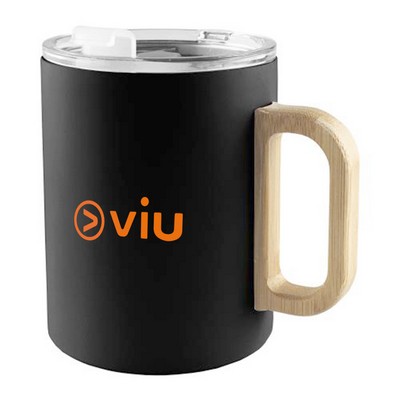 12oz/335ml Vacuum Mug with Wood Handle – Double Wall Stainless Steel