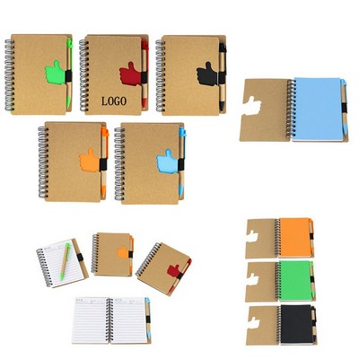 Thumb Up Eco Spiral Notebook W/Pen