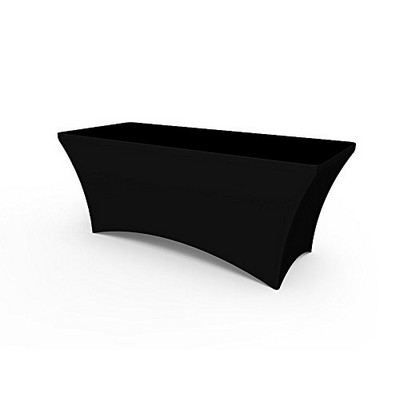 Black Fitted Stretch Table Cover - 8' - Blank