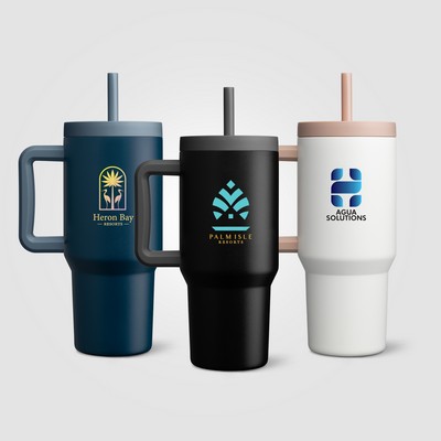 Grosche Aspen Stainless Steel Triple-Wall Insulated Straw Mug - 32oz - Full-Color Inkjet