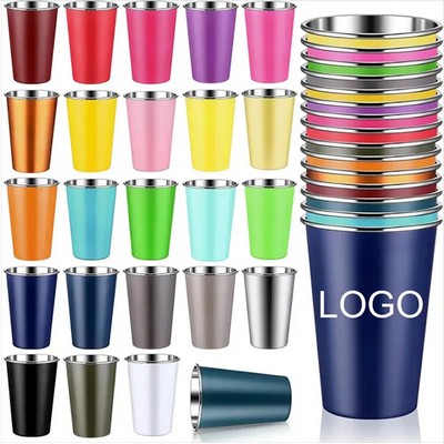 16 oz Stainless Steel Stackable Pint Cups Set with Insulated Double-Wall Design