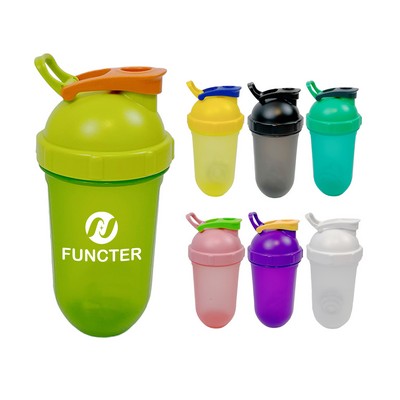 Capsule PP Shaker Bottles W/ blender Ball 16 oz.