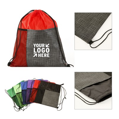 Drawstring Sports Backpack with Front Pockets