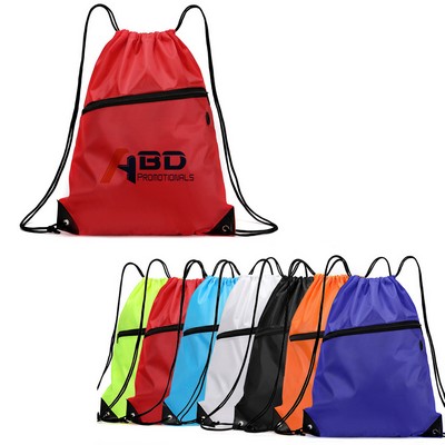 Drawstring Backpack with Zipper Pocket