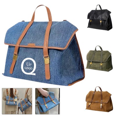 Oversized Denim Work Laptop Backpack