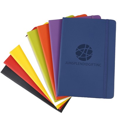 Eco-friendly A6 Hard Leather Cover Pocket Business Spiral Notebook 80 Sheets Lined Bound Journal