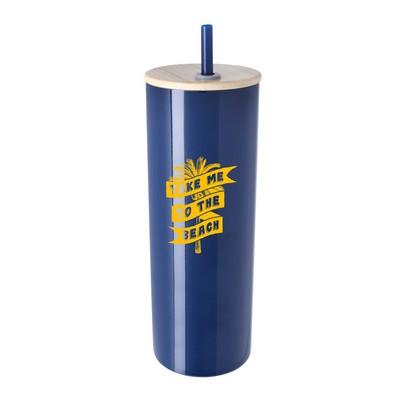 Good Value™ Double-Wall Stainless Steel Tumbler with Bamboo Lid and Straw - 20 oz.