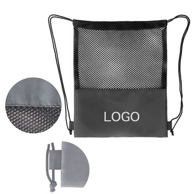 Mesh Pocket Drawstring Backpack