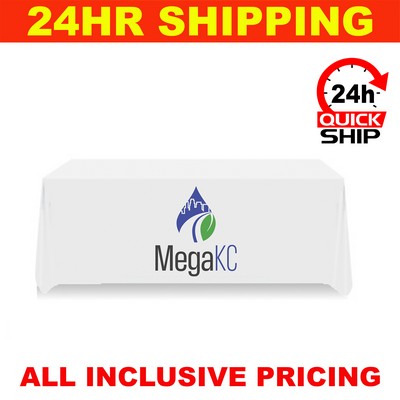 6' Full Color, Dye Sub Printed, White Tablecloth (Non Fitted)