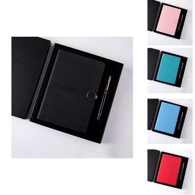 A5 Magnetic Closure PU Notebook & Pen Gift Set - Professional Office Journal Boxed Set/100 Sheets