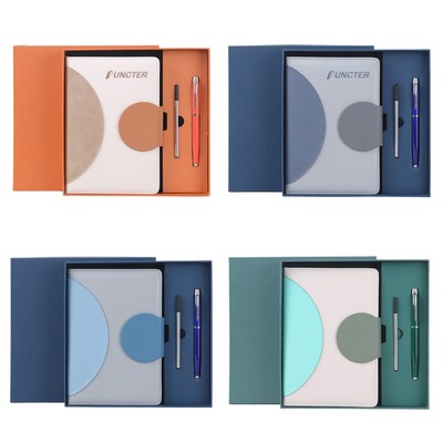 A5 Magnetic Snap Soft Cover Notebook Box Set W/ Pen