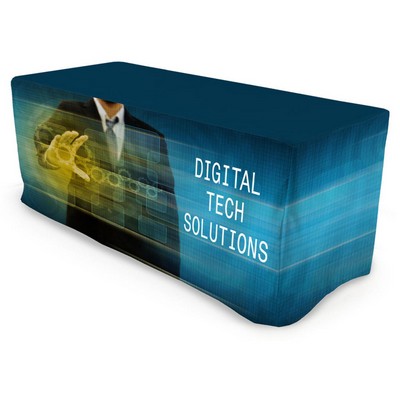 Premium Table Cover 8' Tablecloth Full Color Fitted Zipper Table Throws