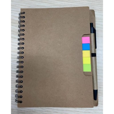 Kraft Paper Cover Spiral Notebook with Matching Pens