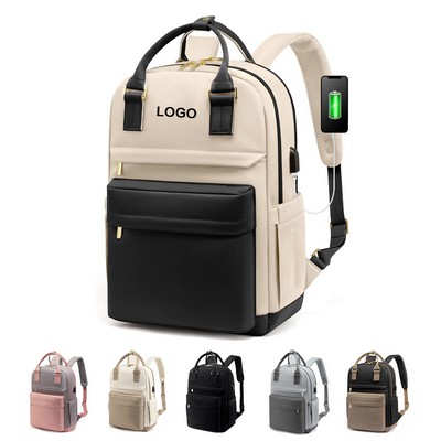 Travel Waterproof 15.6" Laptop Backpack College Bookbag with USB Port