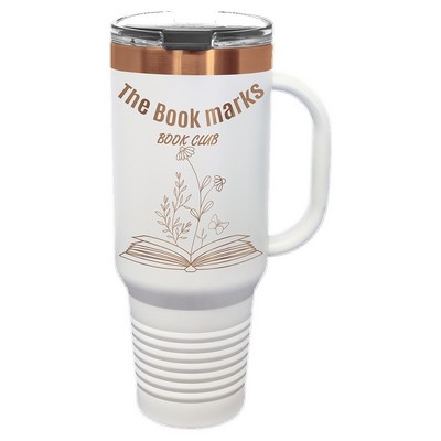 40oz Stainless steel Polar Camel tumbler White powder coat/Rose gold plating