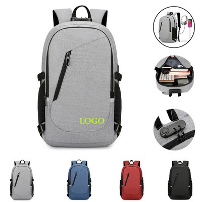 Anti-Theft Laptop Backpack w/Charging Port Lock